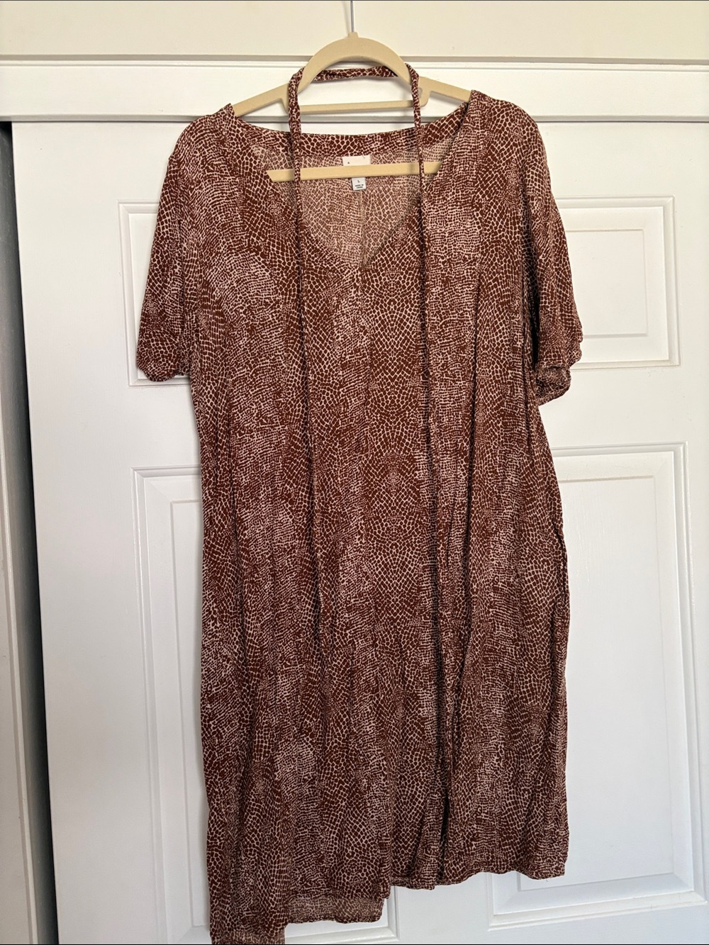 a new day Brown Printed Mini Dress with Tie Detail